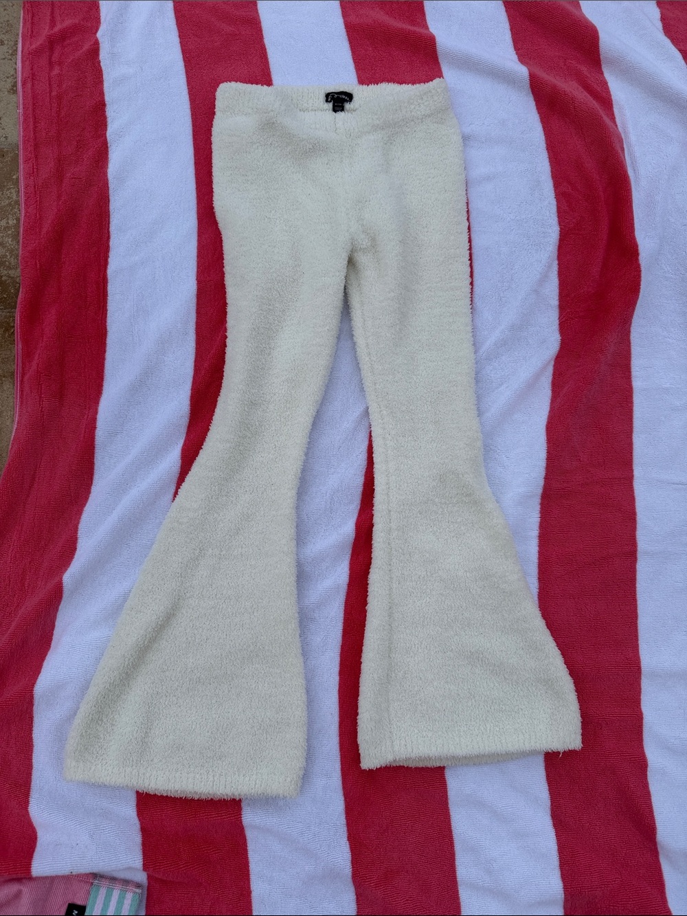Art Class Cream Fleece Flared Joggers